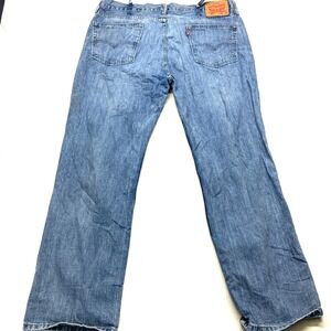 THRASHED Levi's 514 Straight Jeans Men's 38x30 Blue Denim 5-Pocket Mid-Rise